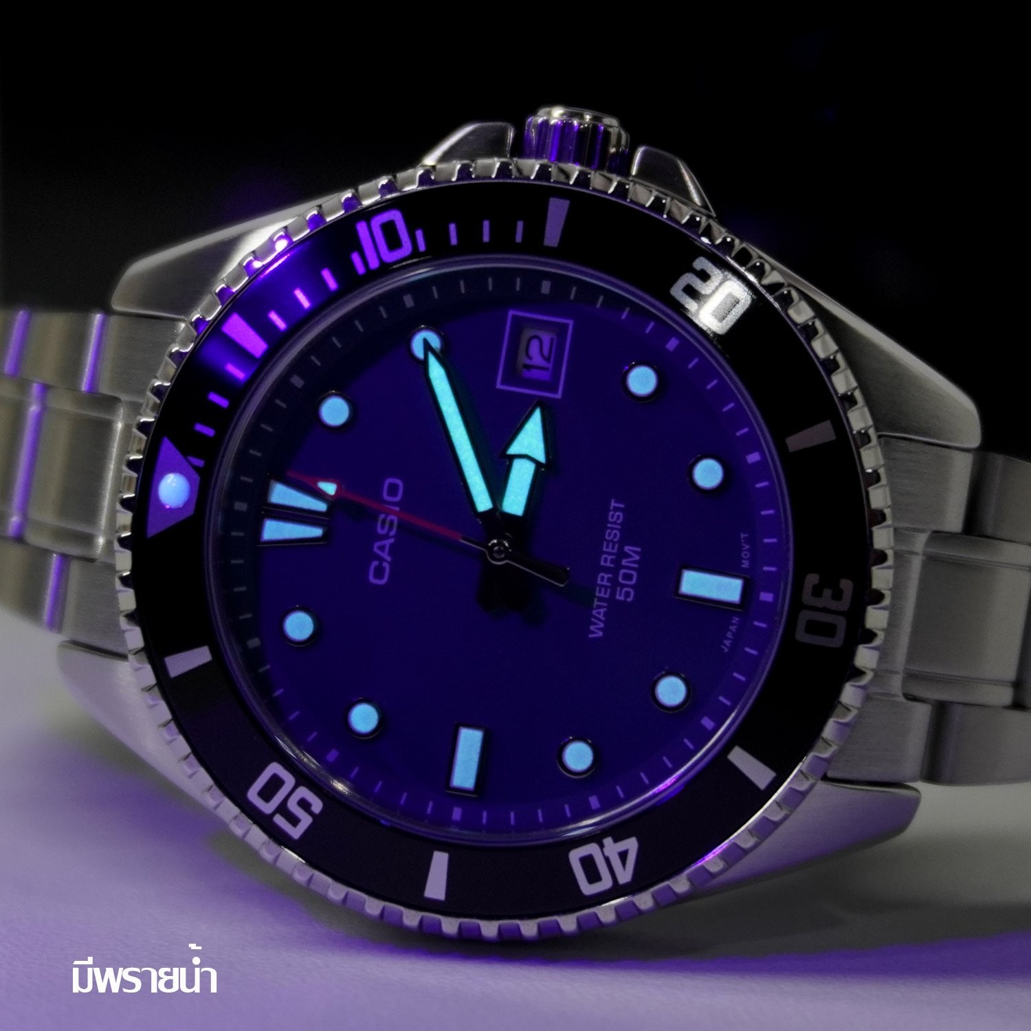 CASIO MID YEAR SALE นาฬิกาคาสิโอ พร้อมส่ง นาฬิกาข้อมือ นาฬิกากันน้ำ นาฬิกาของแท้ BTS ประกันศูนย์ CMG 1 ปี รุ่น MDV-10D-2A1 นาฬิกาสีเงิน