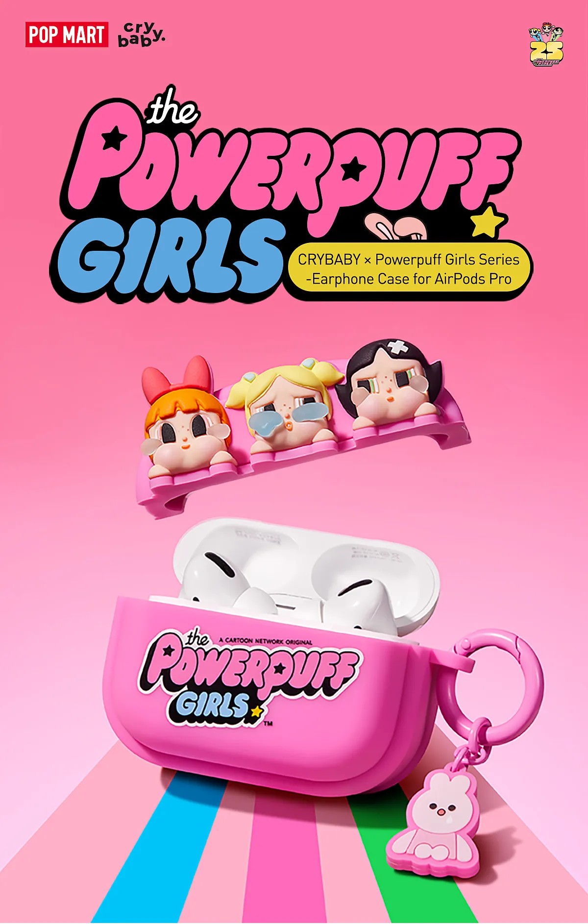CRYBABY × Powerpuff Girls Series-Earphone Bag for Airpods Pro ชมพู