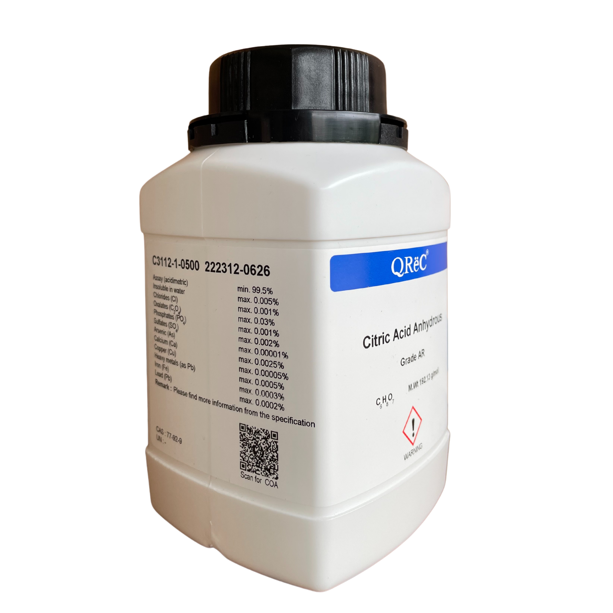 Citric Acid Anhydrous, AR QReC™