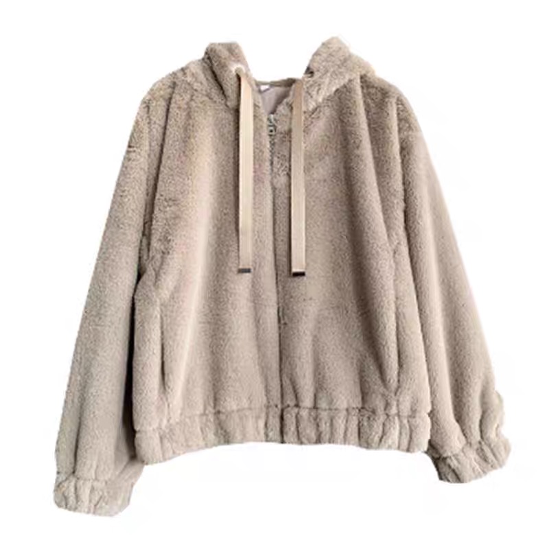 Page one เสื้อเฟอร์กันหนาว หมวกฮู้ด เสื้อขน Fluffy coat แบรนด์ page One ดำ