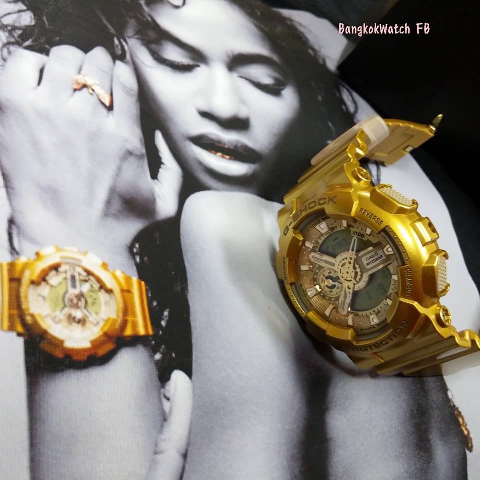 CASIO MID YEAR SALE G-SHOCK พร้อมส่ง นาฬิกาข้อมือ นาฬิกากันน้ำ นาฬิกาของแท้ ประกันศูนย์ CMG 1 ปี รุ่น GMA-S110VK-9ADR นาฬิกาสีทอง