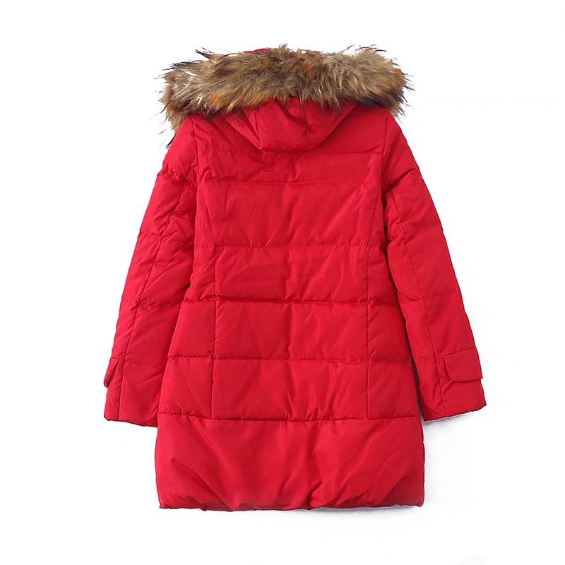 เสื้อกันหนาว ขนเป็ด เสื้อฮู้ดเฟอร์ บุนวมอุ่น สีแดง แบรนด์ LI YIN JOY (padded puffer coat สำเนา สำเนา
