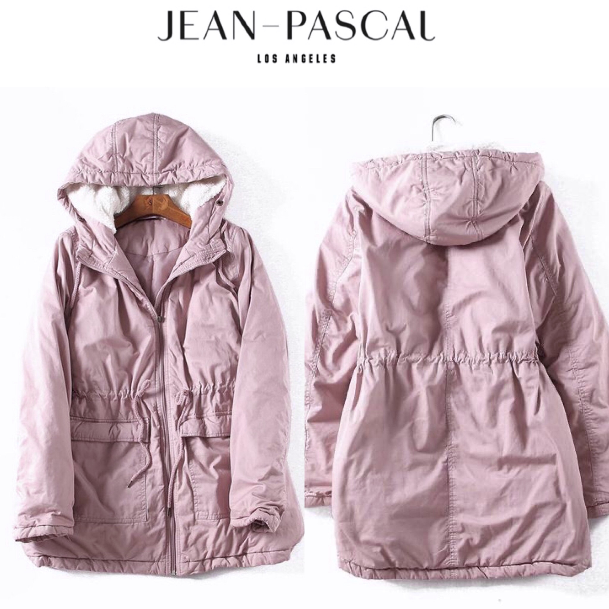 Jean pascale เสื้อโค้ทฮู้ดกันหนาว เสื้อปาร์กา parka สีชมพู แบรนด์ JEAN PASCALE ชมพู