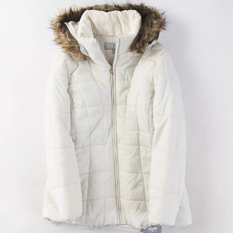 เสื้อโค้ท เสื้อกันหนาว ฮู้ด บุนวมอุ่น เนื้อผ้าสังเคราะห์ MARK NEW YORK (Padded puffer coat) ขาว