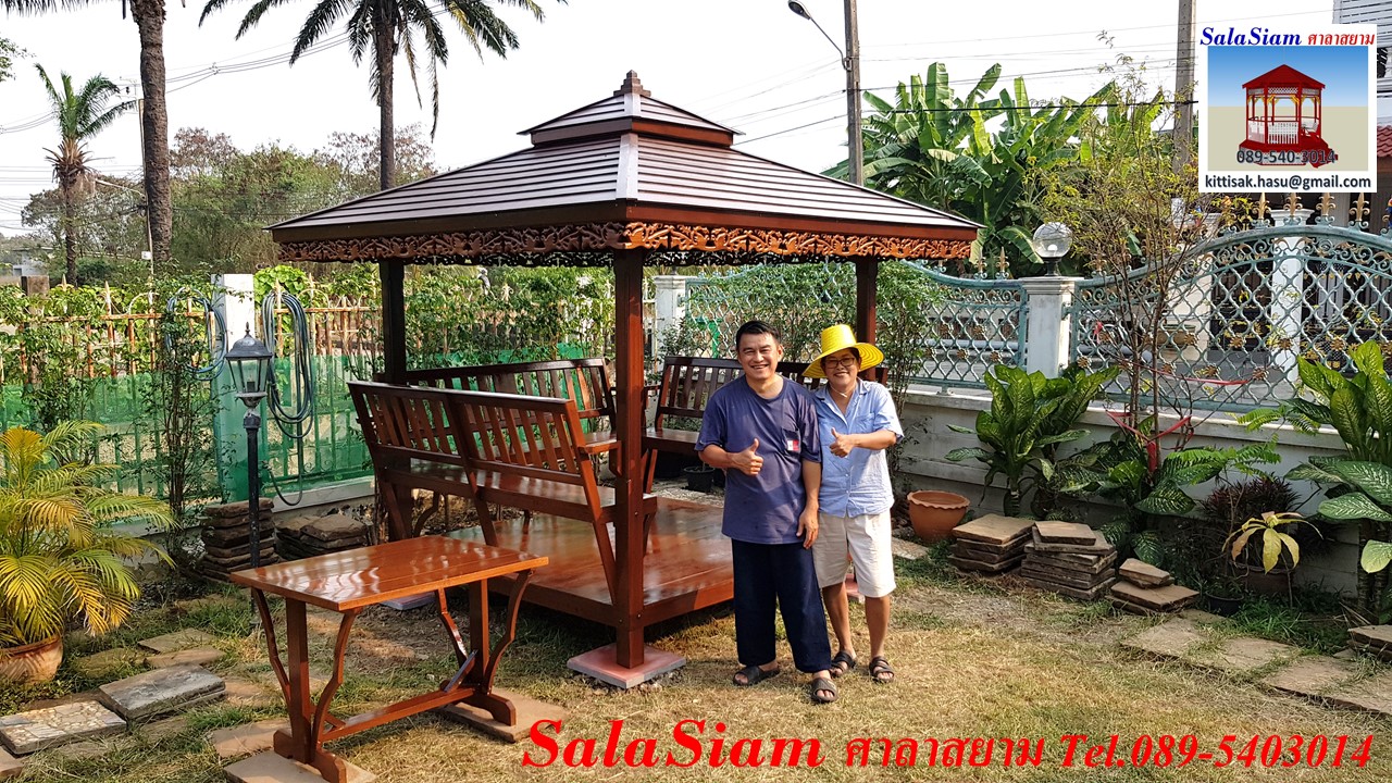 ผลงานการส่งมอบศาลาไม้ทรงบาหลีของคุณแหลม หมู่บ้านฮันนีวิลล่า ถนนพุทธมณฑลสาย1 ซอย29 แขวงบางระมาด เขตตลิ่งชัน กรุงเทพ