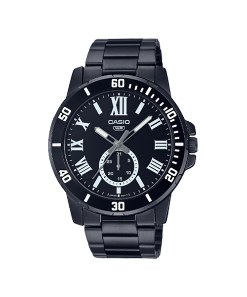 CASIO นาฬิกาคาสิโอ นาฬิกาข้อมือ นาฬิกากันน้ำ นาฬิกาของแท้ ประกันศูนย์ CMG 1 ปี รุ่น MTP-VD200B-1B นาฬิกาสีดำ