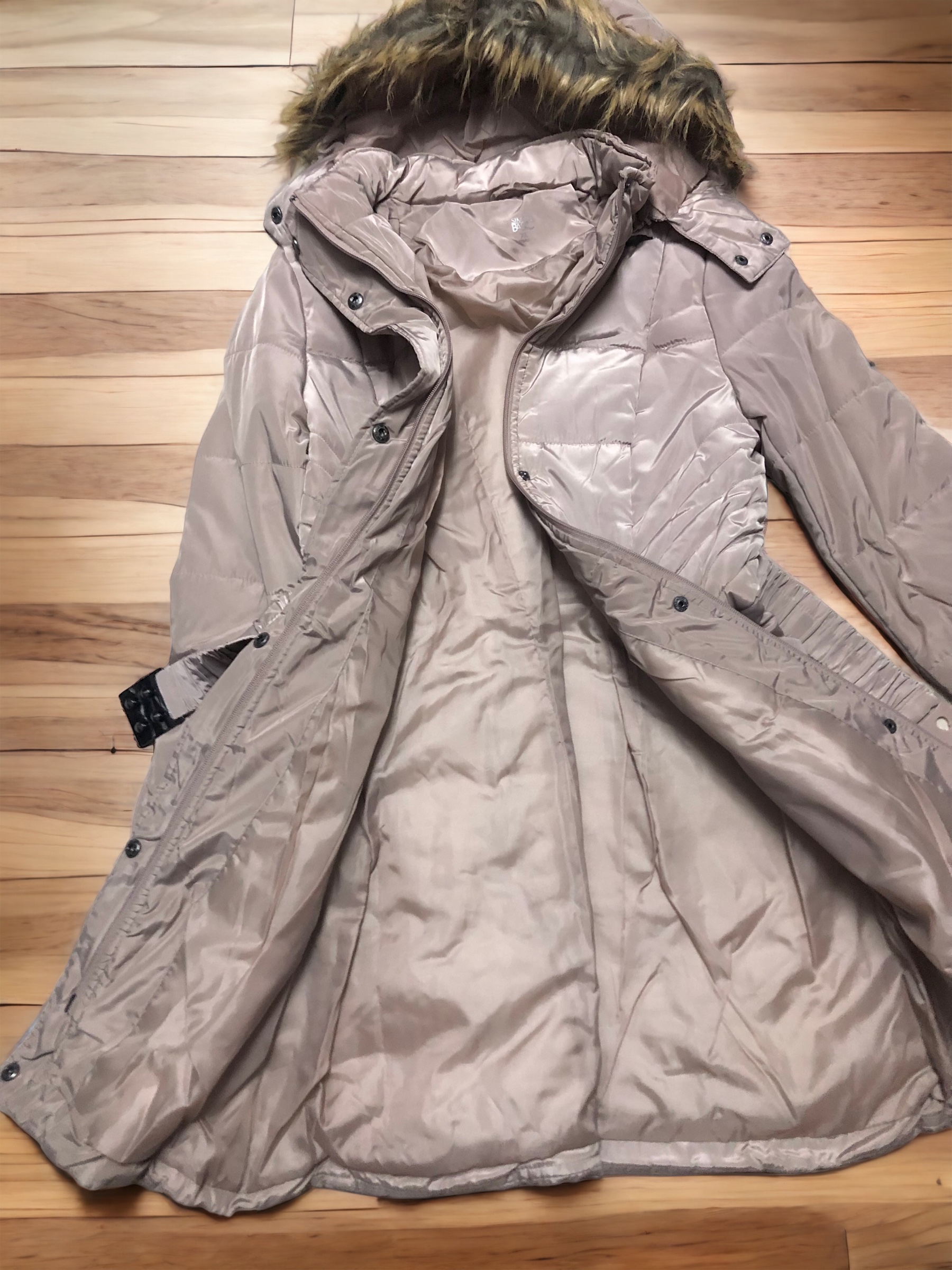 U.S. Polo ASSN. เสื้อกันหนาว เสื้อฮู้ดเฟอร์ บุนวมอุ่น สีนู้ดกะปิ แบรนด์ U.S. POLO ASSN. (padded puffer coat สำเนา กะปิ