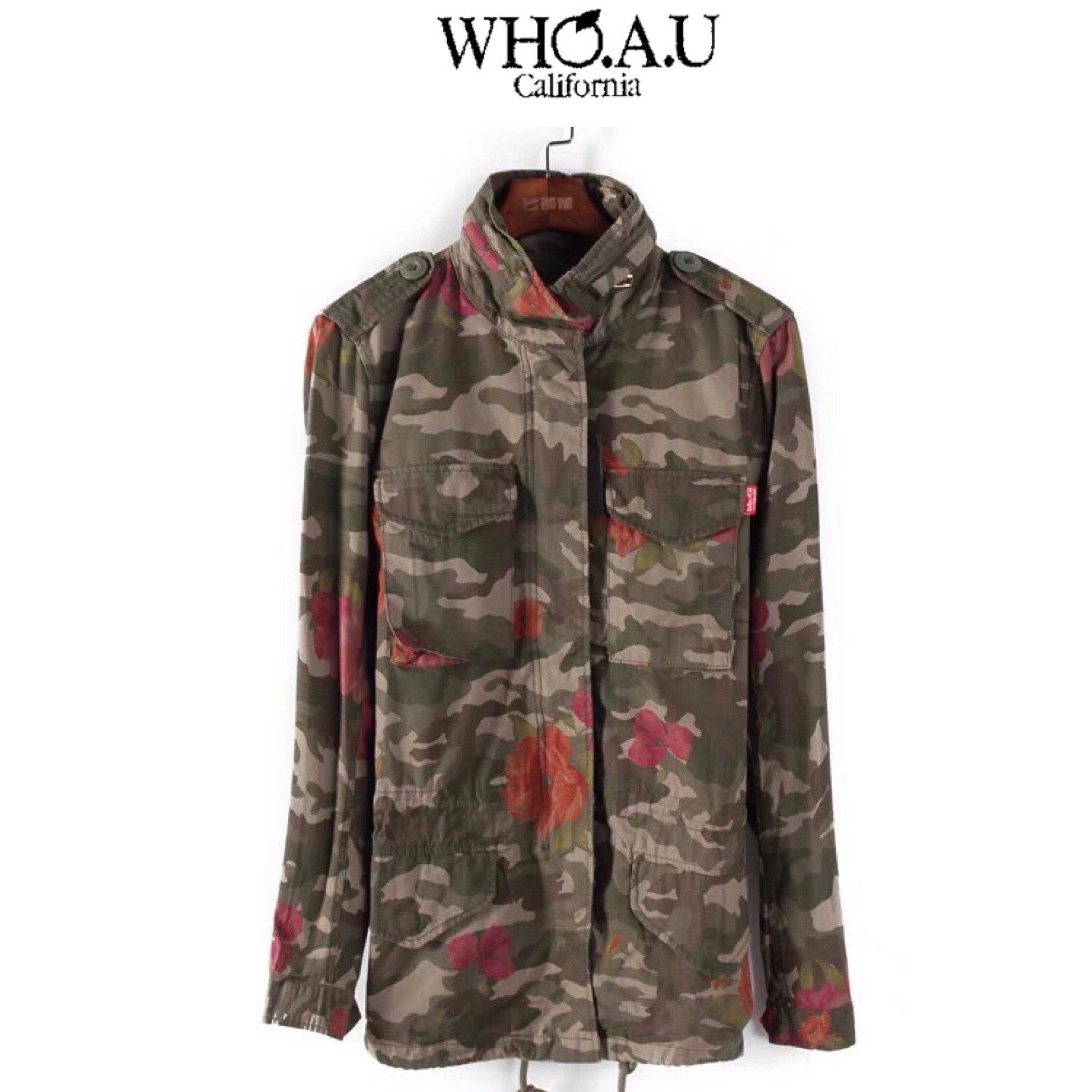 Who.au เสื้อนอกทหาร เสื้อแจ็คเก็ต ลายพรางFlora camo แนวทหาร แพทเทินสวย เท่ห์ มาก แบรนด์Who.Au คะ สำเนา สำเนา สำเนา สำเนา สำเนา เขียว