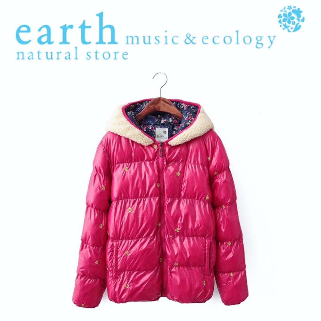 เสื้อกันหนาวฮูท สีชมพูสด ฮูทขนสีครีม แต่งหู น่ารัก แบรนด์เนม EARTH MUSIC&ECOLOGY ญี่ปุ่นแท้ Size M/L/XL