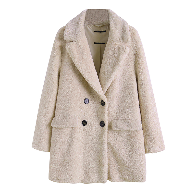 เสื้อโค้ทกันหนาว เสื้อกันหนาว overcoat โค้ทวูล สีขาวครีม โค้ทขน สีครีม แบรนด์ Pull&bear ขาวครีม