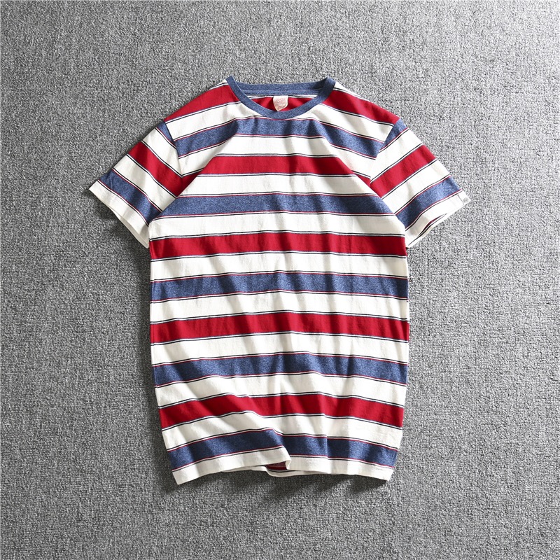 Deus เสื้อยืดแขนยาว คอกลม ลายขวาง สีน้ำเงินแดง ผู้ชาย แบรนด์ DEUS แท้ คะ Size XL สำเนา สำเนา น้ำเงินแดง