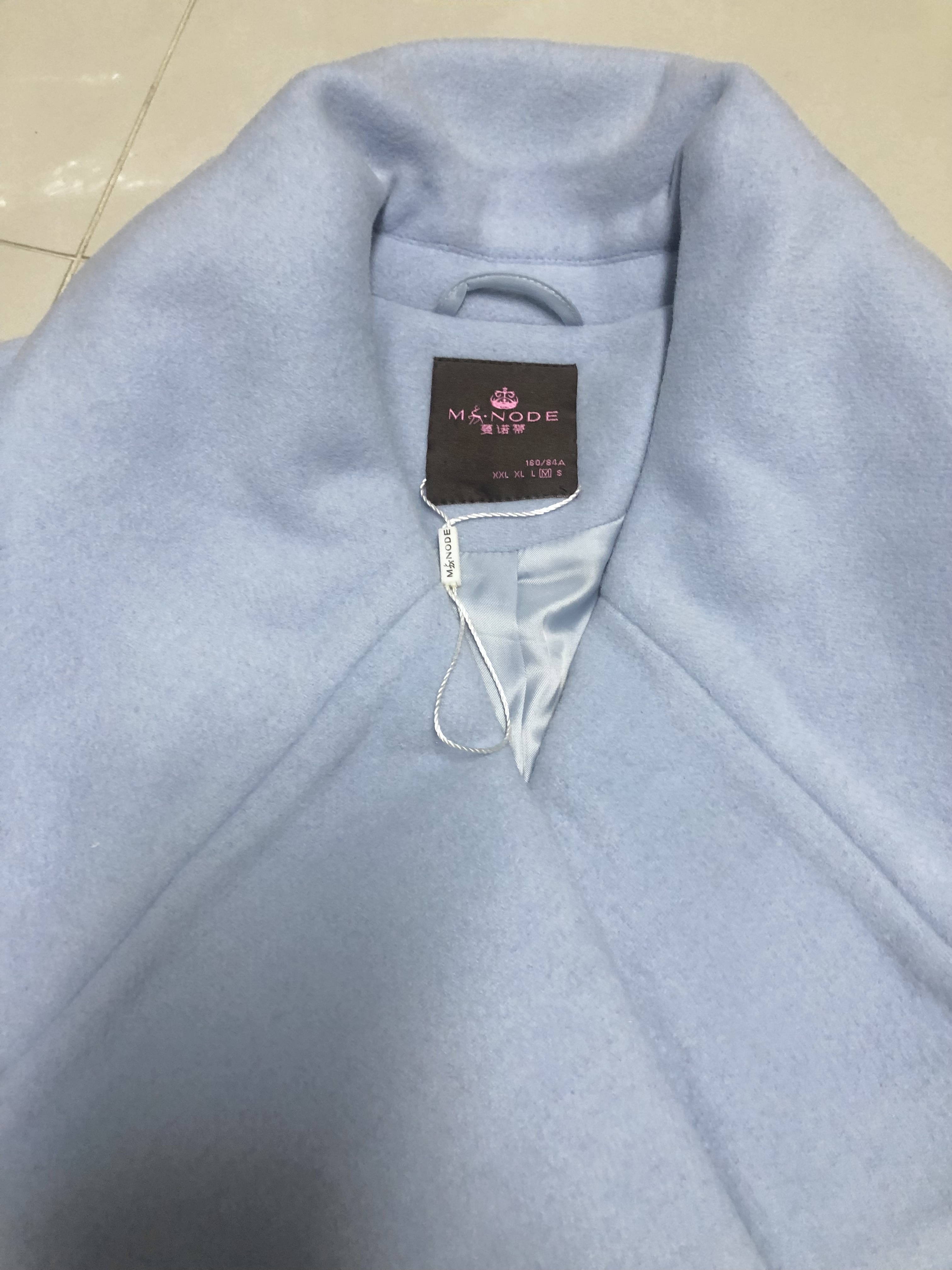 Ms.Node เสื้อโค้ท เสื้อกันหนาว เนื้อผ้าสักหลาดวูล สีชมพู/ สีฟ้า แต่งกระดุมสองแถว แบรนด์ MS.NODE
