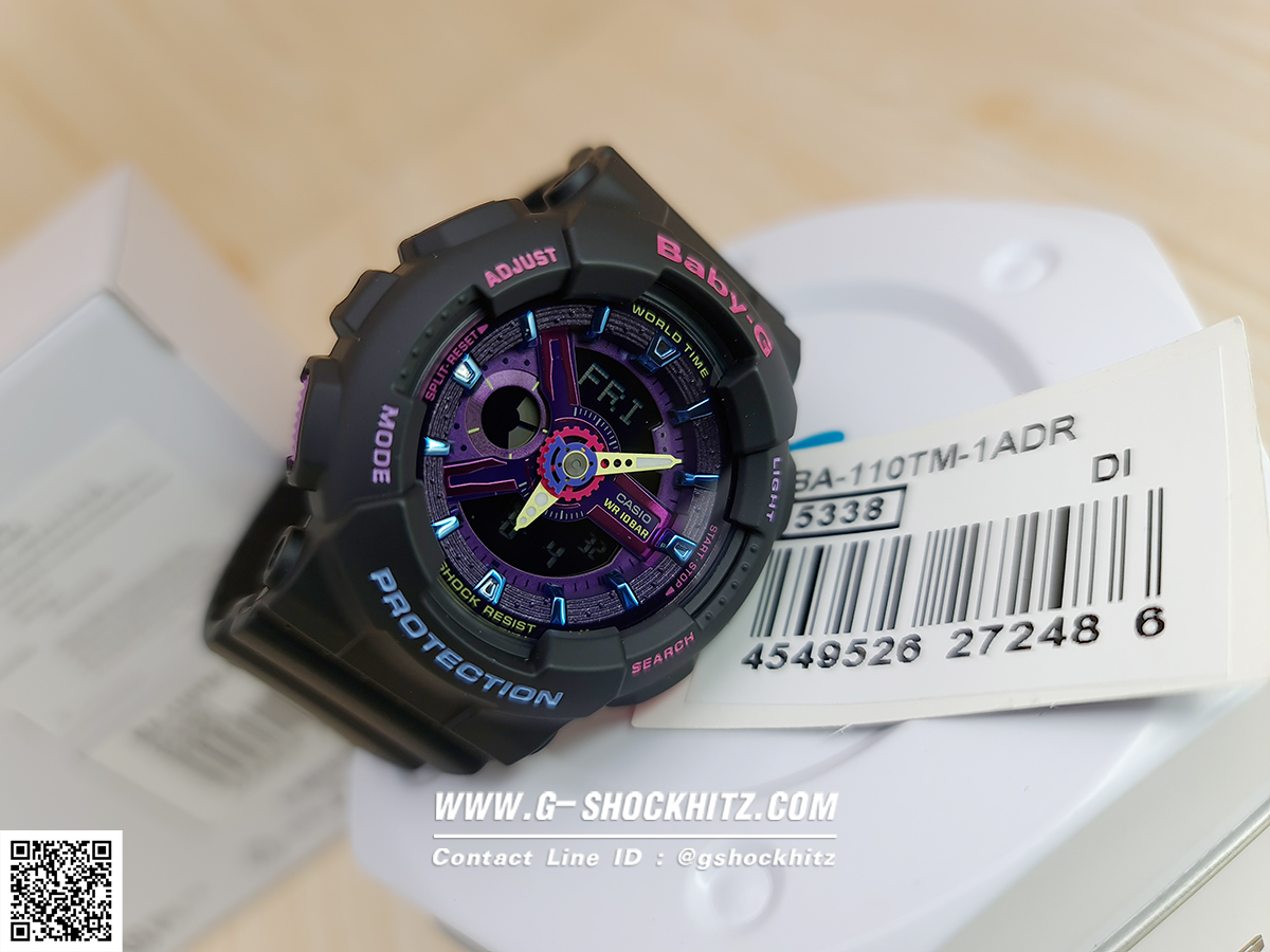 CASIO BABY-G นาฬิกาข้อมือ นาฬิกากันน้ำ นาฬิกาของแท้ ประกันศูนย์ CMG 1 ปี รุ่น BA-110TM-1A นาฬิกาสีดำ