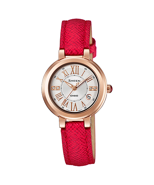 CASIO SHEEN นาฬิกาข้อมือ นาฬิกากันน้ำ นาฬิกาของแท้ ประกันศูนย์ CMG 1 ปี รุ่น SHE-4029PGL-7A นาฬิกาสีแดง