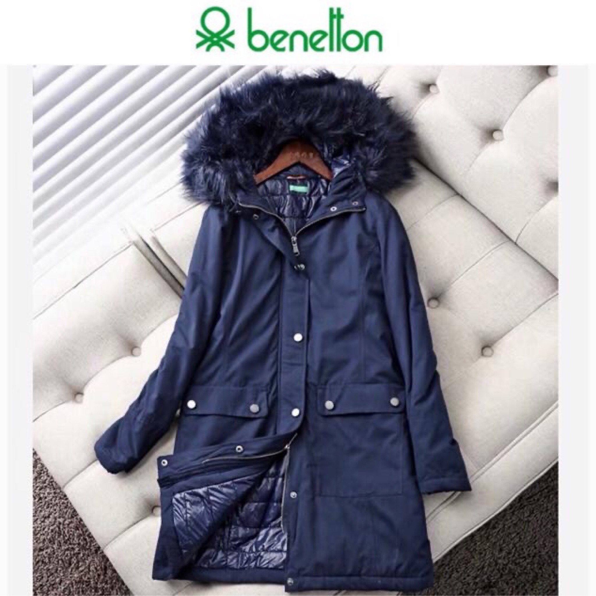 Benetton เสื้อฮูท เสื้อโค้ทฮูท กันหนาว สีกรม แต่งเฟอร์ แบรนด์ Benetton (ขนเฟอร์ถอดได้คะ) สำเนา สำเนา สำเนา สำเนา น้ำเงินกรม