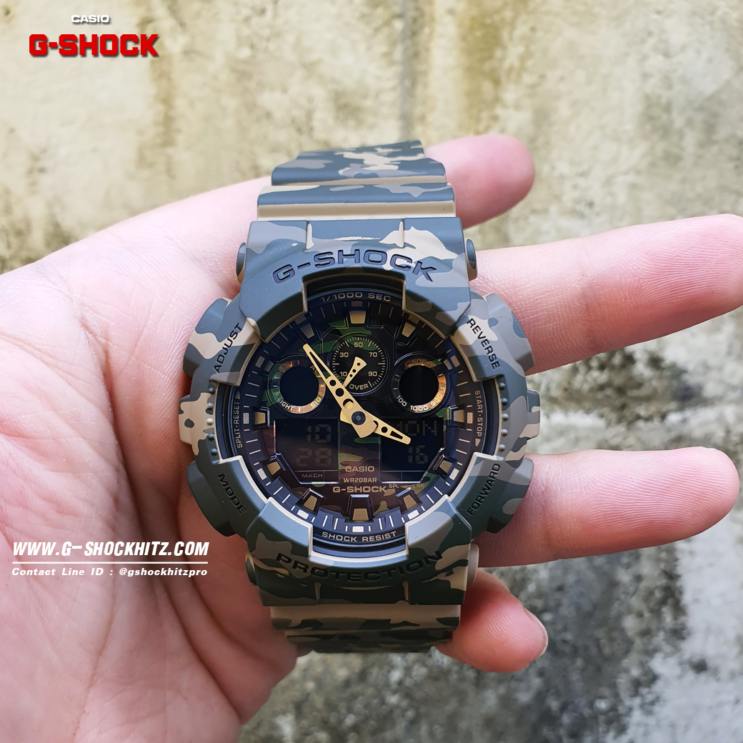 CASIO G-SHOCK นาฬิกาข้อมือ นาฬิกากันน้ำ นาฬิกาของแท้ ประกันศูนย์ CMG 1 ปี รุ่น GA-100CM-5A นาฬิกาสีน้้ำตาล