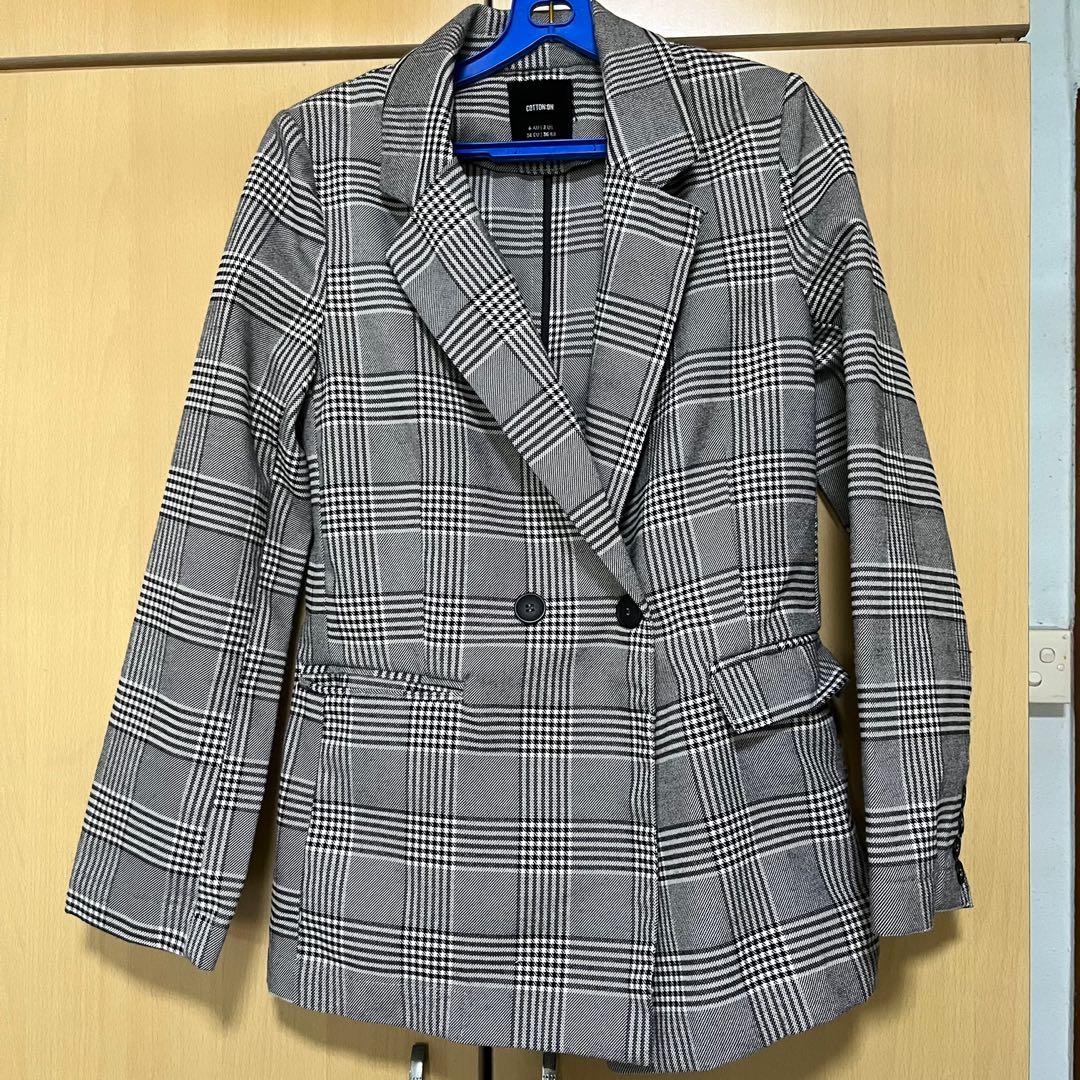 เสื้อโค้ท เสื้อคลุม ทรงสูท ลายตาราง checked plaid blazer gingerham เสื้อคลุม เบลเซอร์ Blazer check ❄️แบรนด์✨H&M✨ แท้💯% แบรนด์ สำเนา