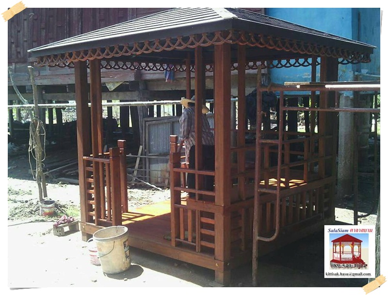 รหัสสินค้า : SL-013 : ศาลาทางบาหลี รั้วระแนง ขนาด 2 X 2 X 3 เมตร