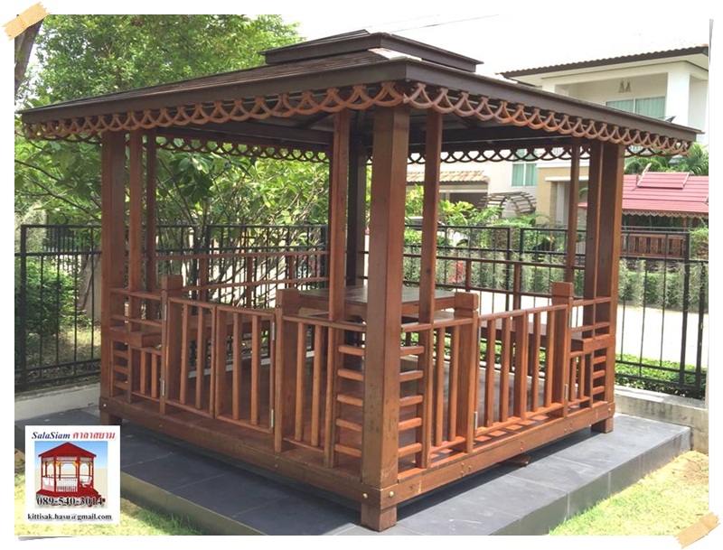 รหัสสินค้า : SL-013 : ศาลาทางบาหลี รั้วระแนง ขนาด 2 X 2 X 3 เมตร