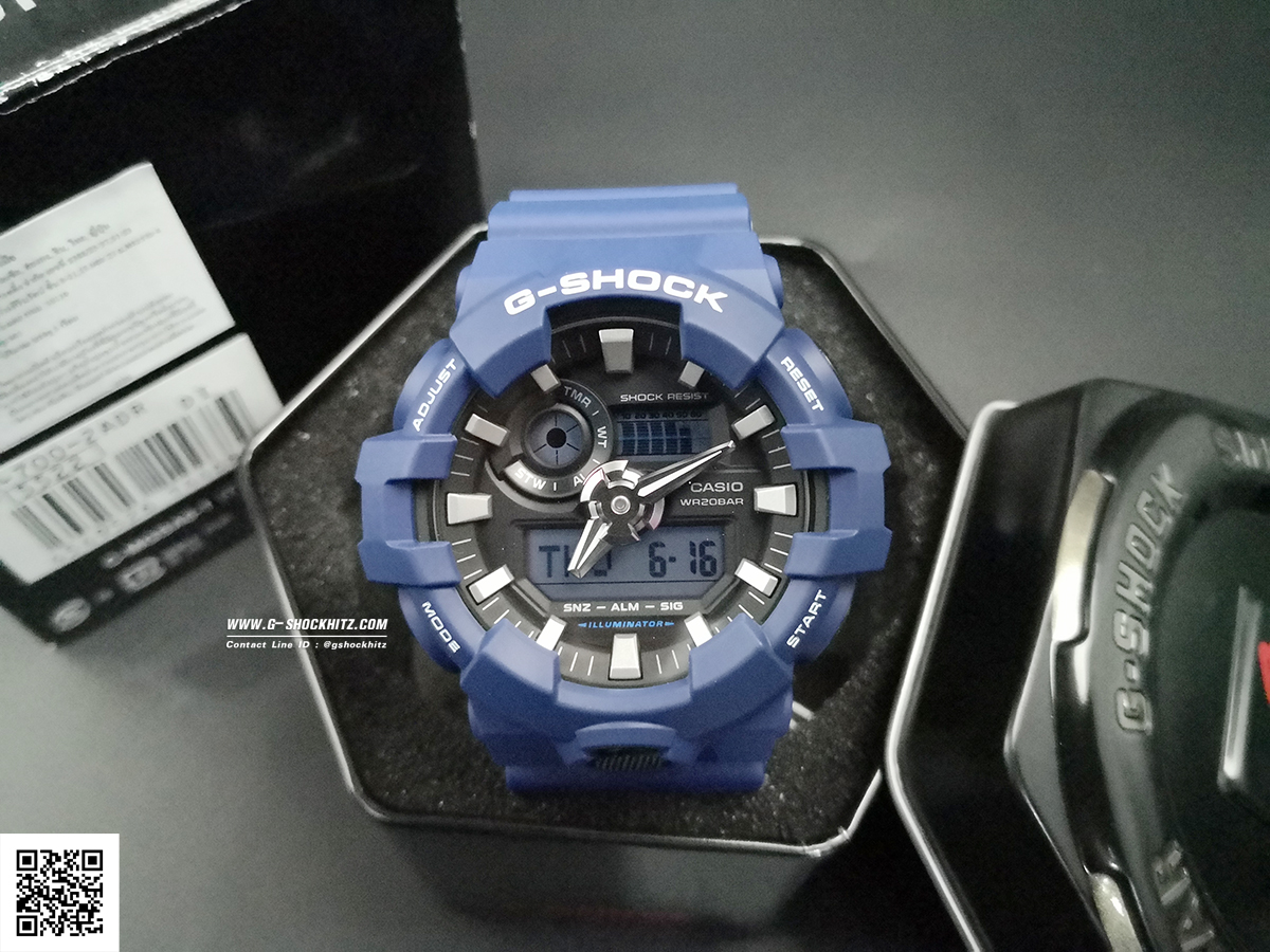 CASIO G-SHOCK นาฬิกาข้อมือ นาฬิกากันน้ำ นาฬิกาของแท้ ประกันศูนย์ CMG 1 ปี รุ่น GA-700-2A นาฬิกาสีน้้ำเงิน