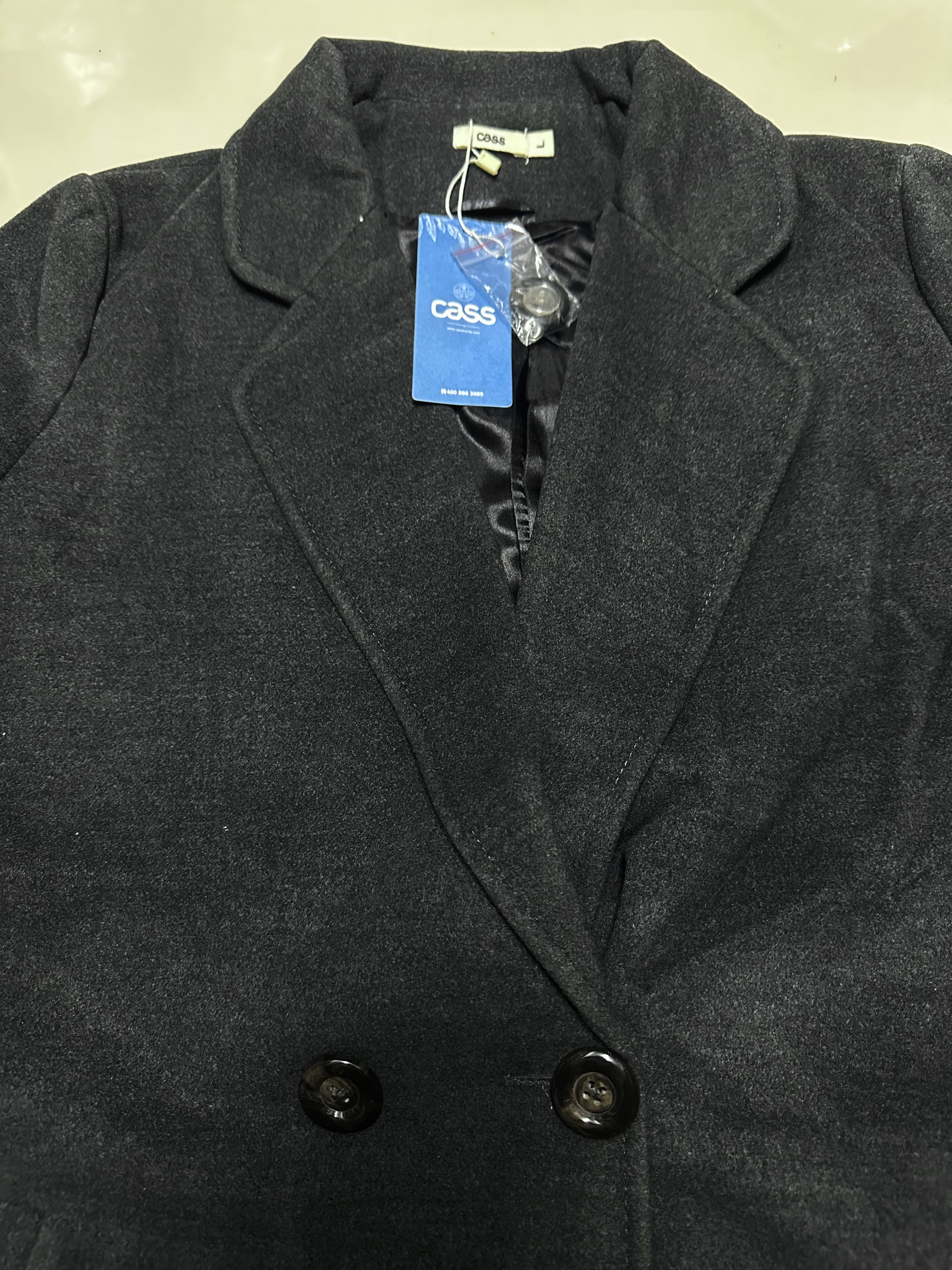 Cass เสื้อโค้ท เสื้อกันหนาว เนื้อผ้าสักหลาดวูล สีนู้ดกะปิ แบรนด์ CASS