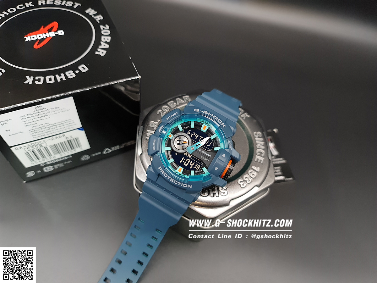 CASIO G-SHOCK นาฬิกาข้อมือ นาฬิกากันน้ำ นาฬิกาของแท้ ประกันศูนย์ CMG 1 ปี รุ่น GA-400CC-2A นาฬิกาสีฟ้า