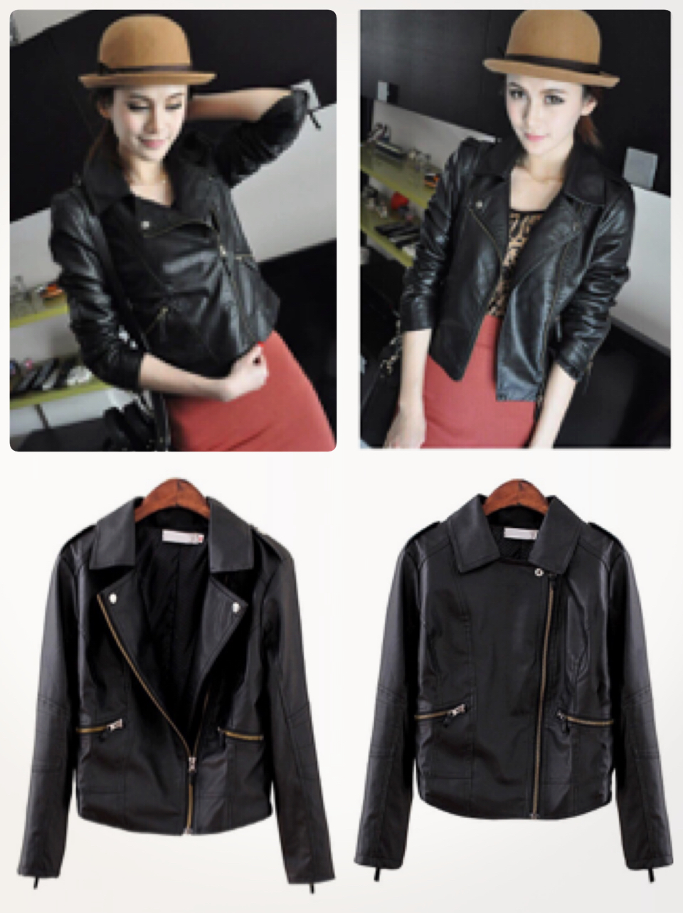 สื้อแจ็คเก็ตหนัง สไตล์เสื้อแก๊งค์สีดำ แต่งซิบแขน สวยเท่ ไซส์ S/M/L/XL