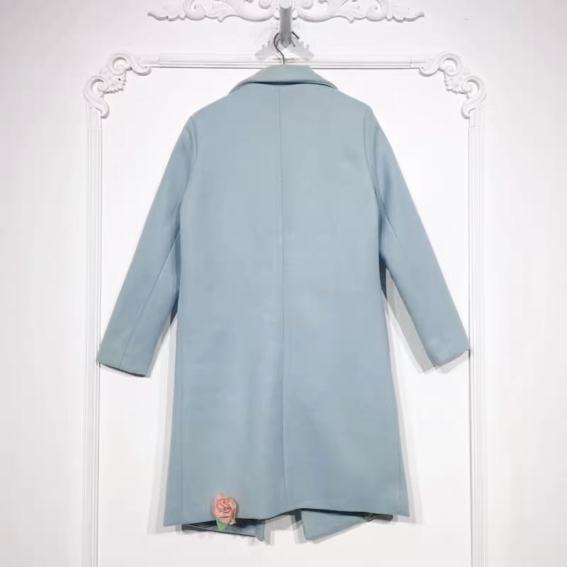 Ozoc เสื้อโค้ท เสื้อกันหนาว เนื้อผ้าสักหลาดวูล สีฟ้าพาสเทล แบรนด์ JOICES