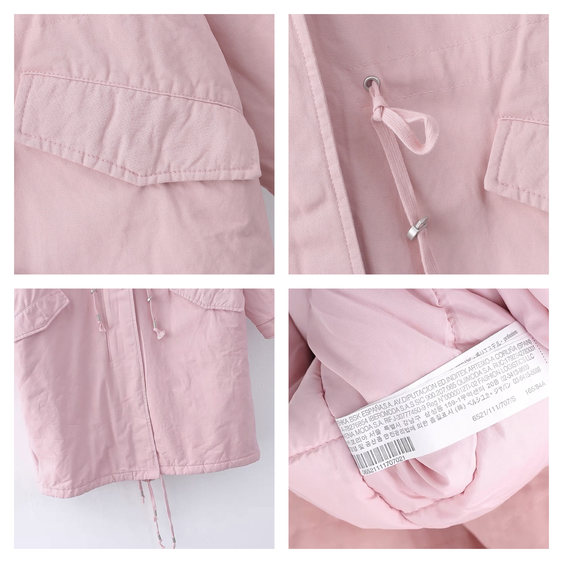 เสื้อโค้ทฮูท BERSHKAกันหนาว Parka สีชมพูอ่อน แต่งขนเฟอร์ ซับขนอุ่นด้านใน (เฟอร์ & ขนอุ่นด้านใน ถอดได้คะ) ดลบได้เลยคะ Size XS/S/M/ L/XL/XXL เขียว