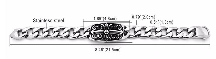 สร้อยข้อมือผู้ชาย สร้อยข้อมือ สแตนเลส แท้ ออกแบบ เป็น โซ่ ดีไซน์ หน้าสร้อย เป็น ดาบคู่ สไตล์ อังกฤษ ของขวัญให้แฟน เก๋ ๆ 124499