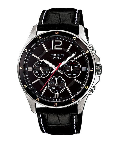 CASIO นาฬิกาคาสิโอ นาฬิกาข้อมือ นาฬิกากันน้ำ นาฬิกาของแท้ ประกันศูนย์ CMG 1 ปี รุ่น MTP-1374L-1A นาฬิกาสีดำ