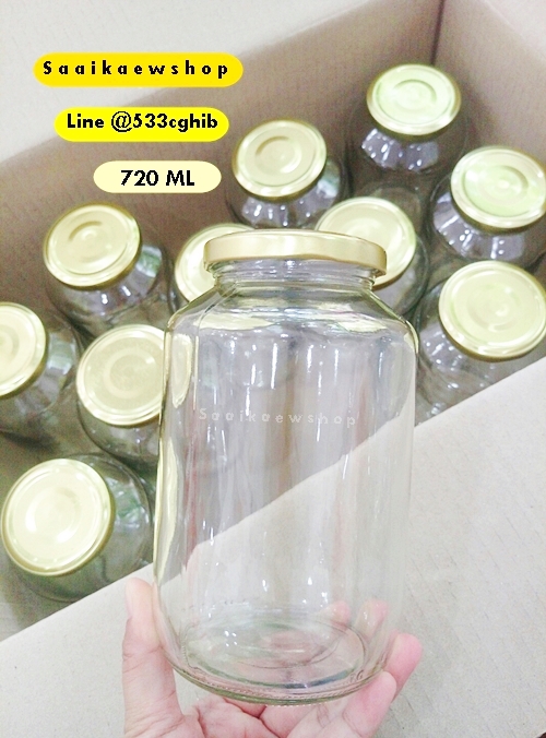 โหลแก้วทรงสูง 720 ml ขวดคุ๊กกี้ โหลใส่แยมเครป