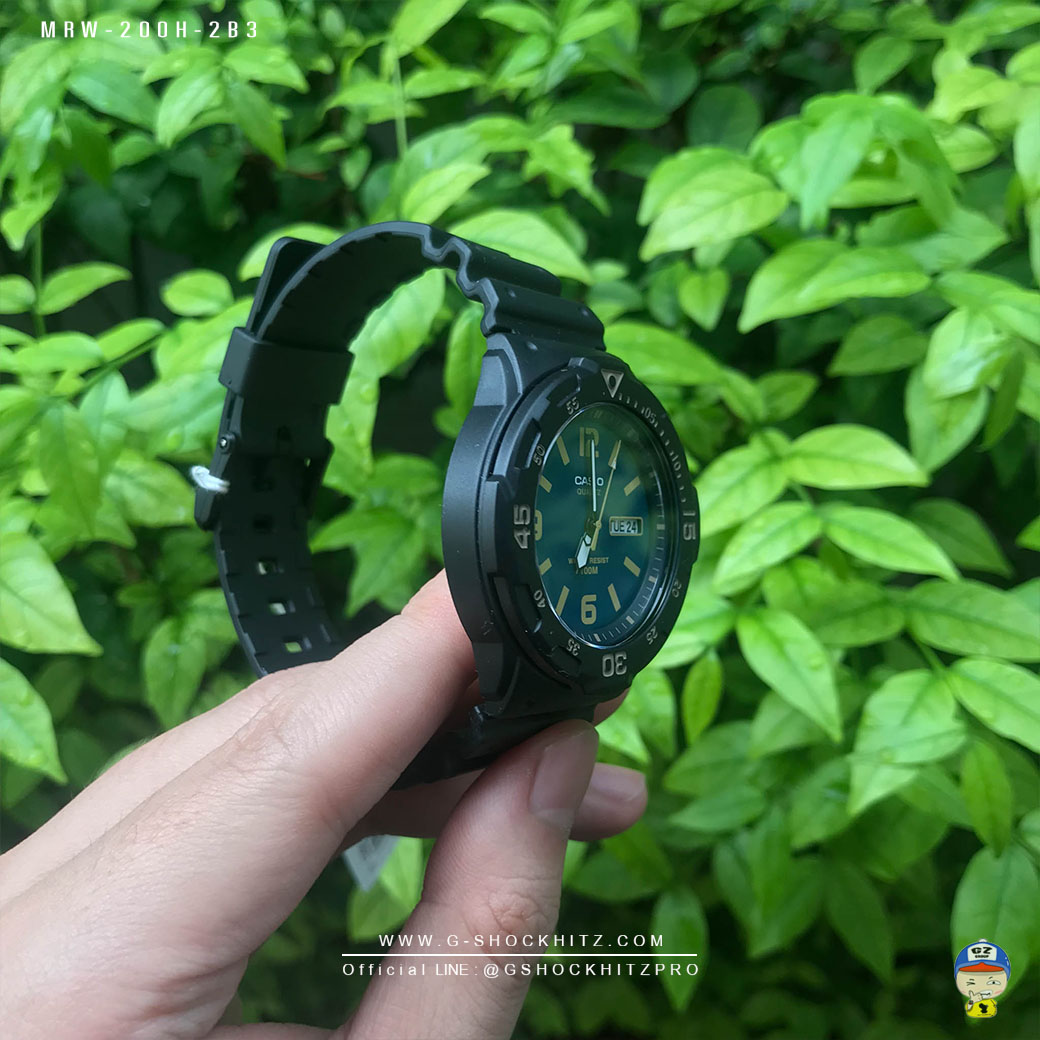CASIO นาฬิกาคาสิโอ นาฬิกาข้อมือ นาฬิกากันน้ำ นาฬิกาของแท้ ประกันศูนย์ CMG 1 ปี รุ่น MRW-200H-2B3 นาฬิกาสีดำ