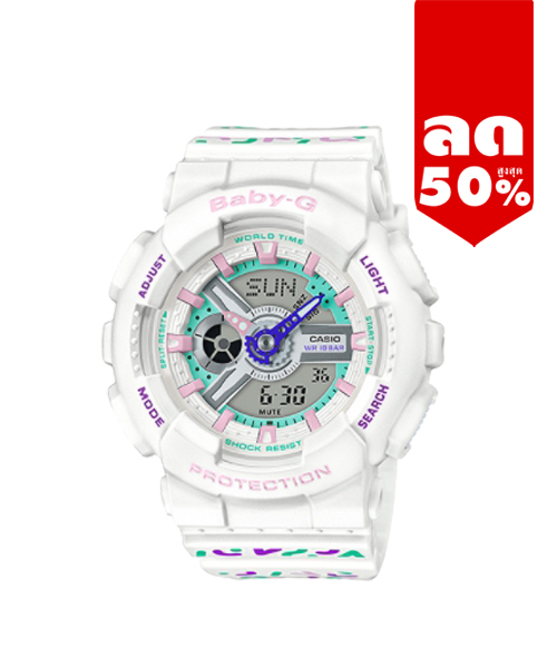 CASIO BABY-G นาฬิกาข้อมือ นาฬิกากันน้ำ นาฬิกาของแท้ ประกันศูนย์ CMG 1 ปี รุ่น BA-110TH-1A นาฬิกาสีขาว