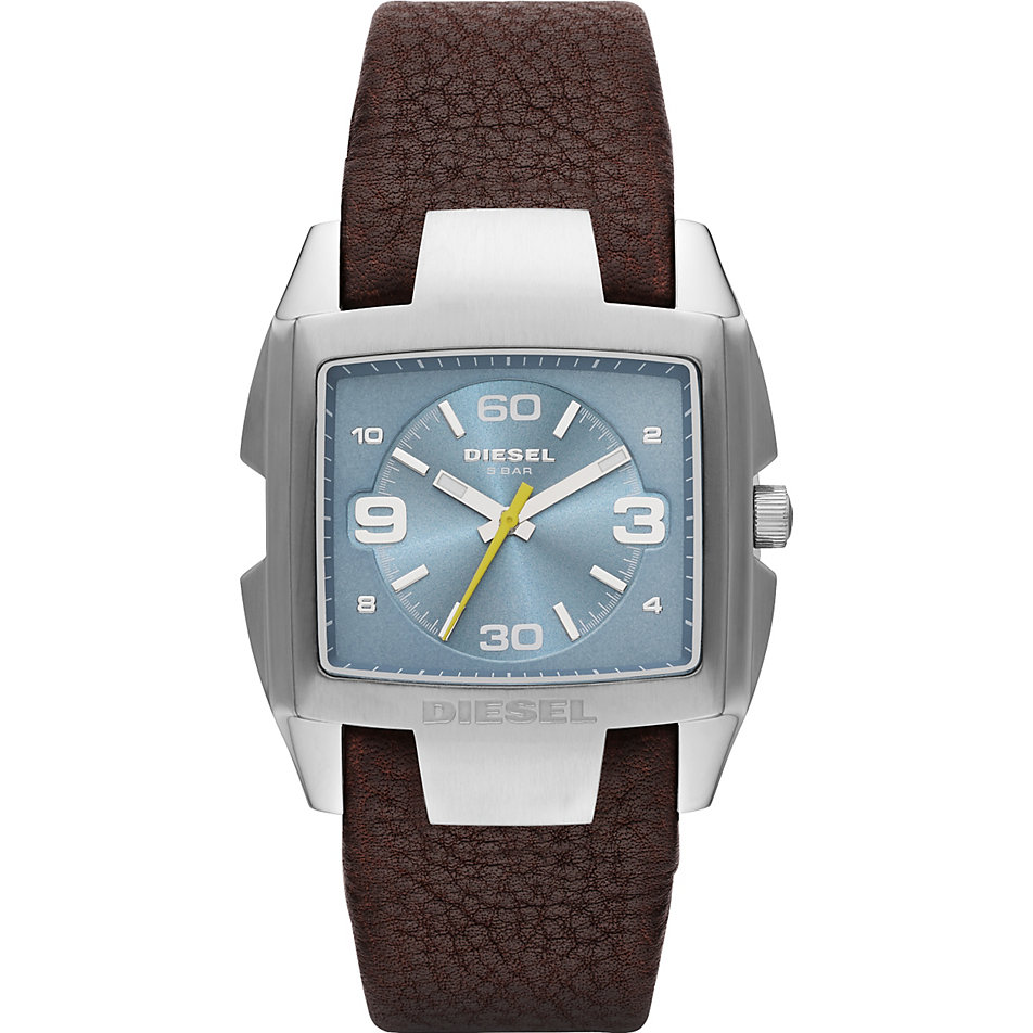 Diesel Men's Bugout DZ1629 Brown Leather Quartz Watch with Blue Dial