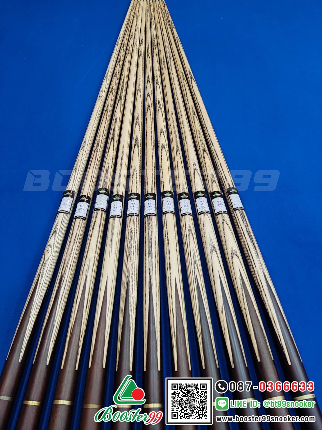 [MB07] ไม้คิว 2ท่อน จำปาแหลม 5 จำปา (ป้ายขาว)