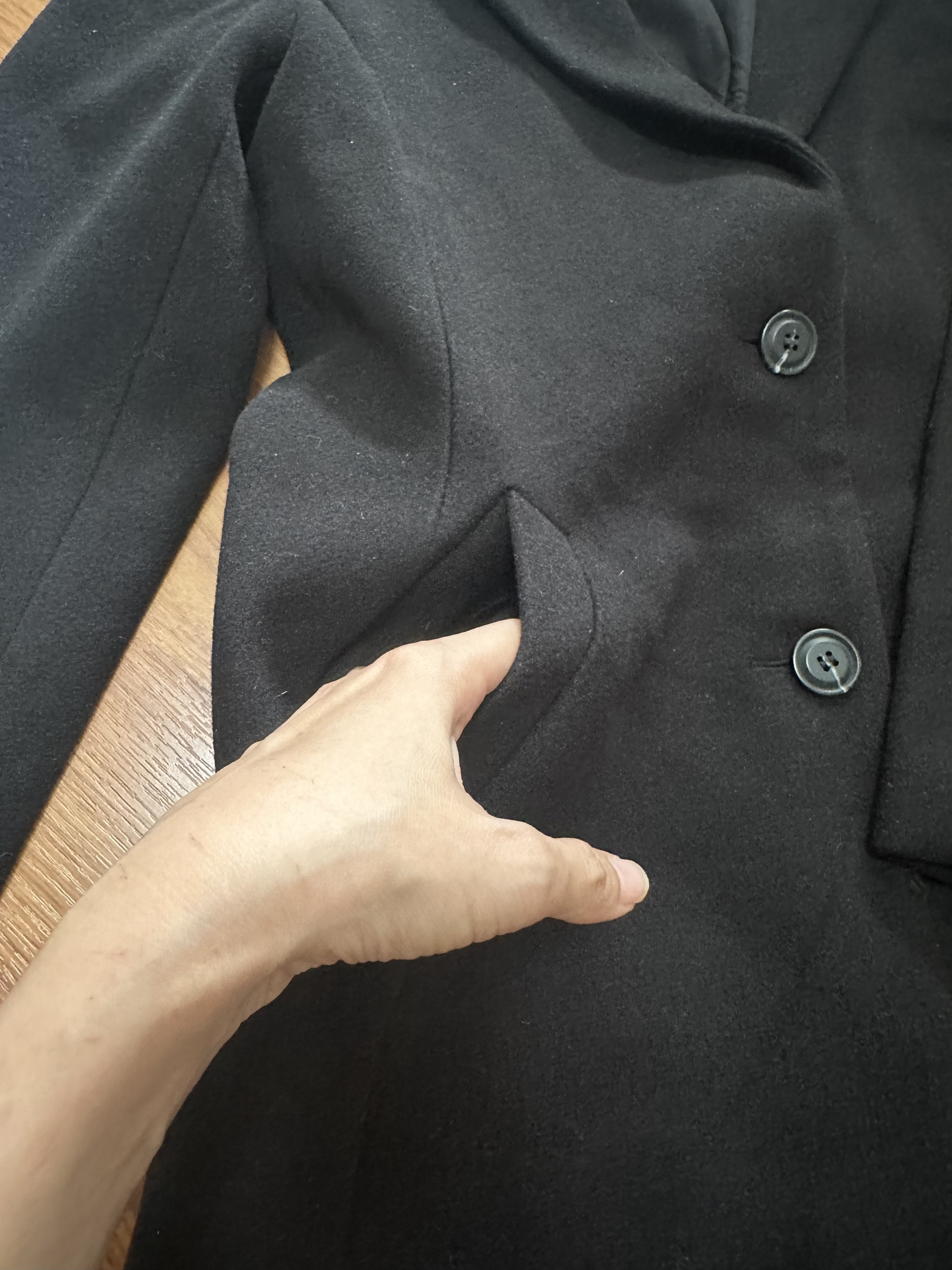 เสื้อโค้ทวูล Trench coat เสื้อโค้ทวูล โค้ทสีดำ แบรนด์ C&A