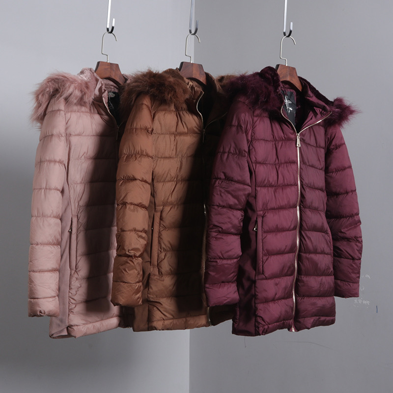 เสื้อกันหนาว เสื้อฮู้ดเฟอร์ บุนวมอุ่น แบรนด์ (ฮู้ดถอดได้ค่ะ) padded puffer coat ชมพู