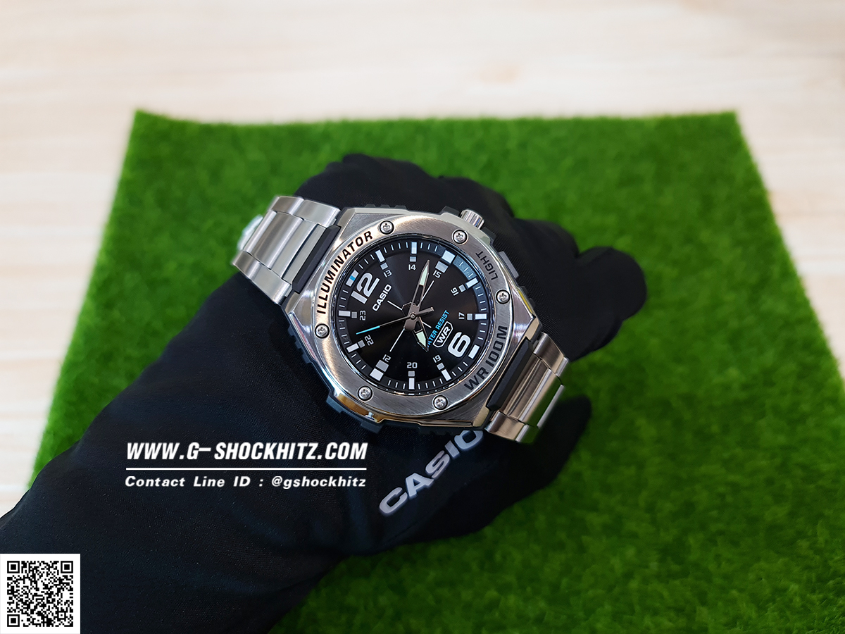 CASIO นาฬิกาคาสิโอ นาฬิกาข้อมือ นาฬิกากันน้ำ นาฬิกาของแท้ ประกันศูนย์ CMG 1 ปี รุ่น MWA-100HD-1A นาฬิกาสีเงิน