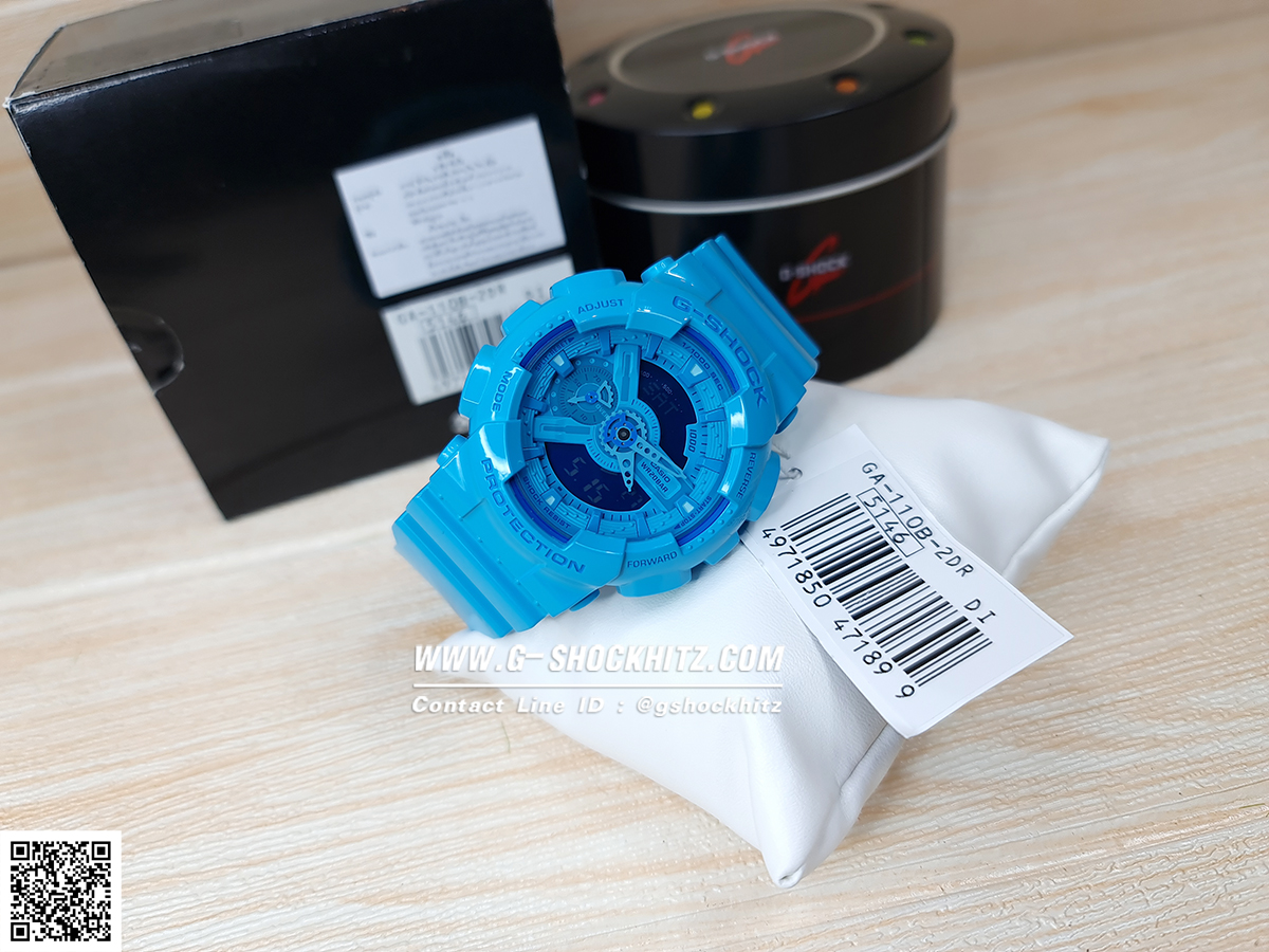 CASIO G-SHOCK G-SHOCK นาฬิกาข้อมือ นาฬิกากันน้ำ นาฬิกาของแท้ ประกันศูนย์ CMG 1 ปี รุ่น GA-110B-2 นาฬิกาสีฟ้า