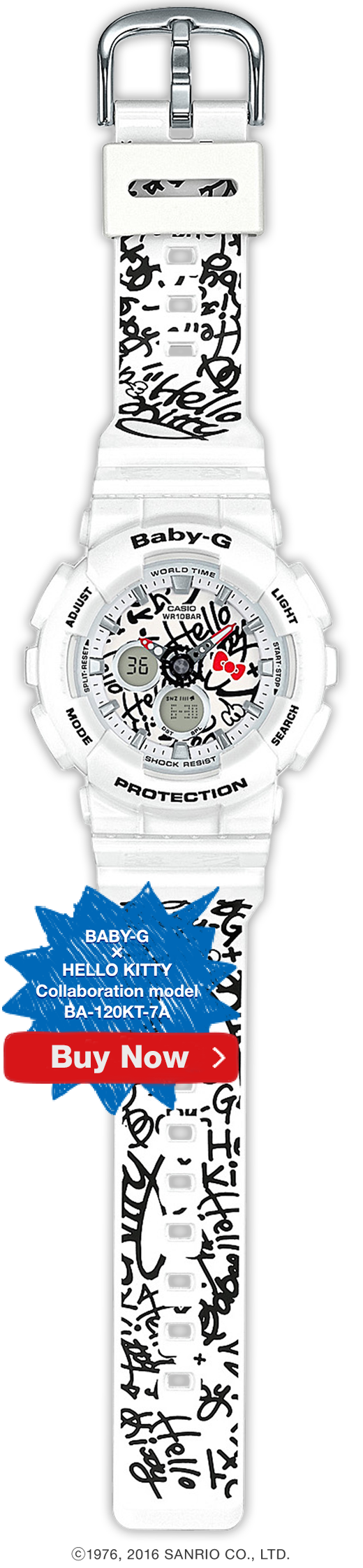 CASIO BABY-G นาฬิกาข้อมือ นาฬิกากันน้ำ นาฬิกาของแท้ ประกันศูนย์ CMG 1 ปี รุ่น BA-120KT-7A นาฬิกาสีขาว