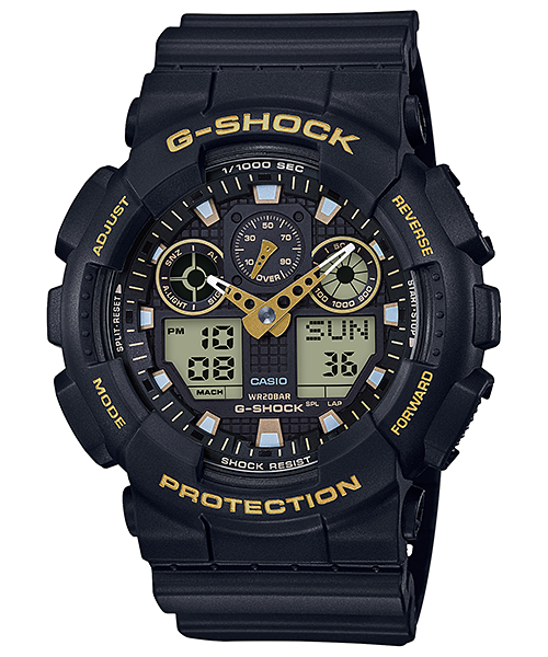 CASIO G-SHOCK นาฬิกาข้อมือ นาฬิกากันน้ำ นาฬิกาของแท้ ประกันศูนย์ CMG 1 ปี รุ่น GA-100GBX-1A9 นาฬิกาสีดำ