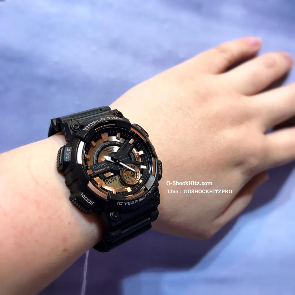 CASIO นาฬิกาคาสิโอ นาฬิกาข้อมือ นาฬิกากันน้ำ นาฬิกาของแท้ ประกันศูนย์ CMG 1 ปี รุ่น AEQ-110W-1A3 นาฬิกาสีดำ