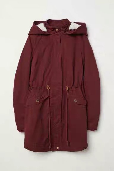 H&M เสื้อโค้ทฮู้ดกันหนาว เสื้อปาร์กา parka สีเขียว แบรนด์ H&M size S/M/L เขียว