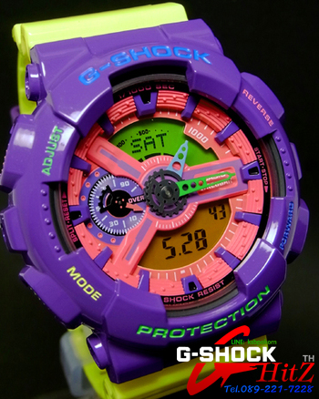 CASIO G-SHOCK นาฬิกาข้อมือ นาฬิกากันน้ำ นาฬิกาของแท้ ประกันศูนย์ CMG 1 ปี รุ่น GA-110HC-6A นาฬิกาสีม่วง