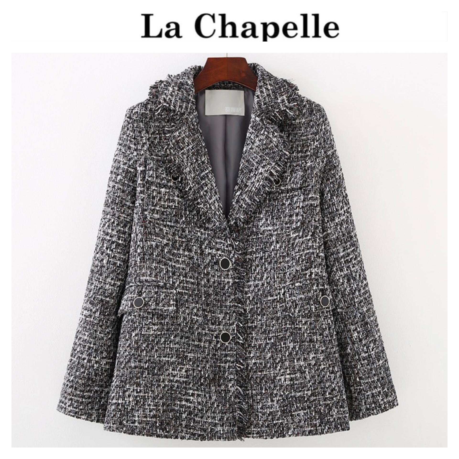 Lachapelle เสื้อนอก เสื้อคลุม แขนยาว สีเทา ผ้าชาแนล แบรนด์ Lachapelle แท้100% S/M/L/XL เทา