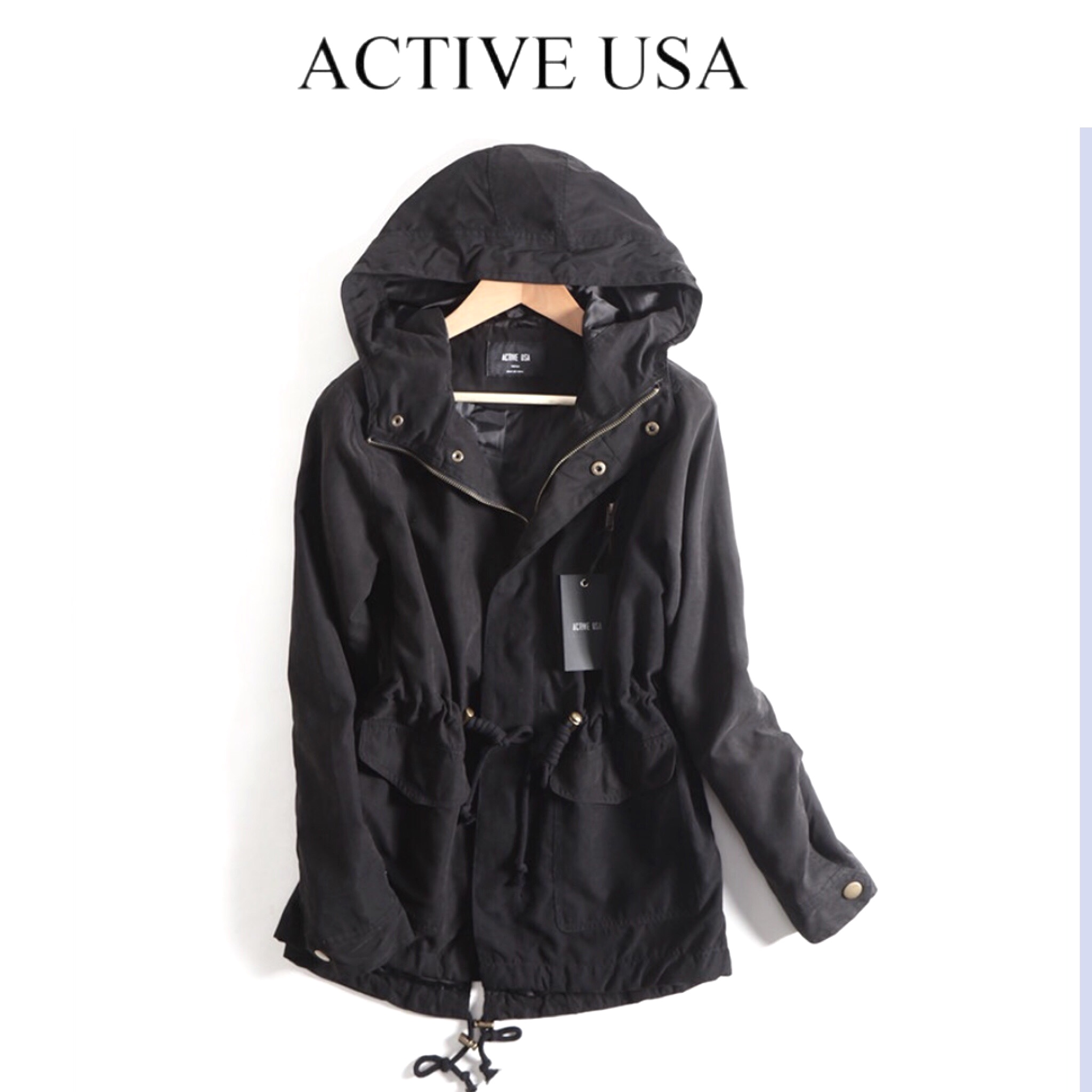 เสื้อฮูท เสื้อคลุมฮูท สีดำ แบรนด์ ACTIVE USA งานสวย แพทเทินเนี๊ยบมากคะ SIZE :S/M/L/XL สำเนา ดำ