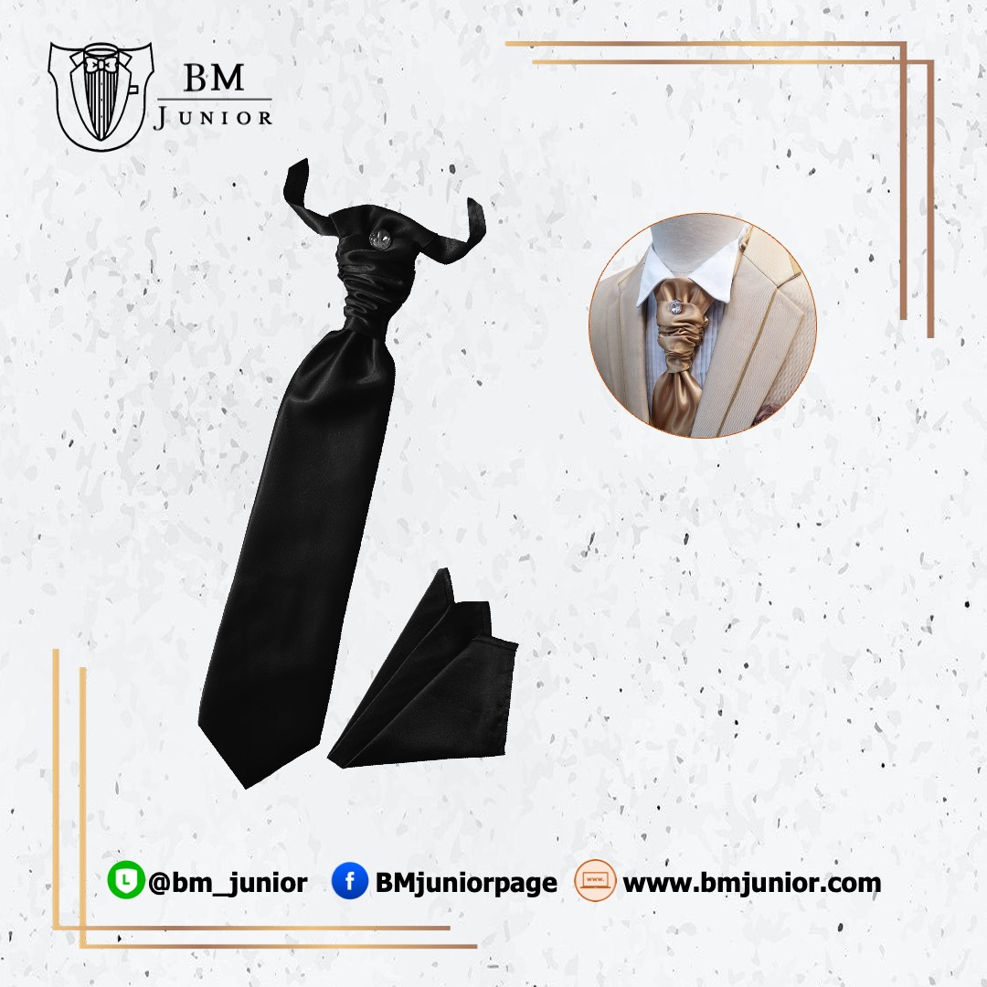 ไทด์ย่น สีดำ | Black Cravat Tie