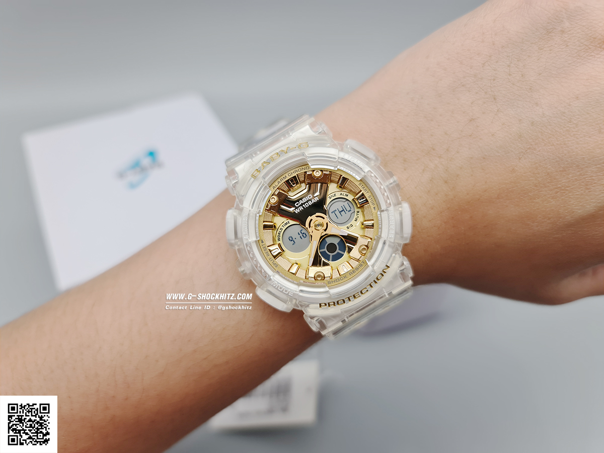 CASIO BABY-G นาฬิกาข้อมือ นาฬิกากันน้ำ นาฬิกาของแท้ ประกันศูนย์ CMG 1 ปี รุ่น BA-130CVG-7A นาฬิกาสีใส