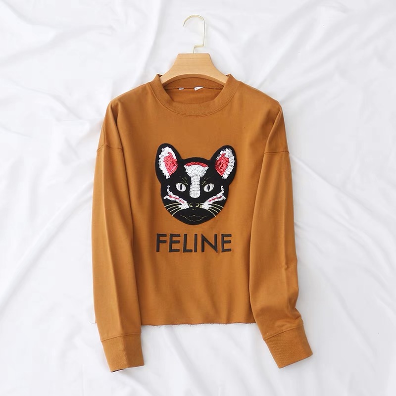 เสื้อหนาวไหมพรม สีดำ ลายปักเลื่อม หน้าเสือ FELINE เนื้อผ้ายืด นุ่ม สวย งานญี่ปุ่น sinsay คะ Size L